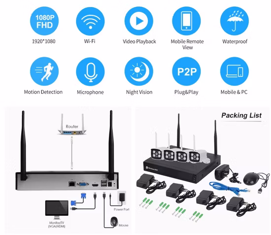 8CH 경제적인 IR 야간 투시경 비디오 Poe NVR 키트(4PCS 실내 돔 및 4PCS 실외 IR 총알 Poe IP 카메라 포함)
